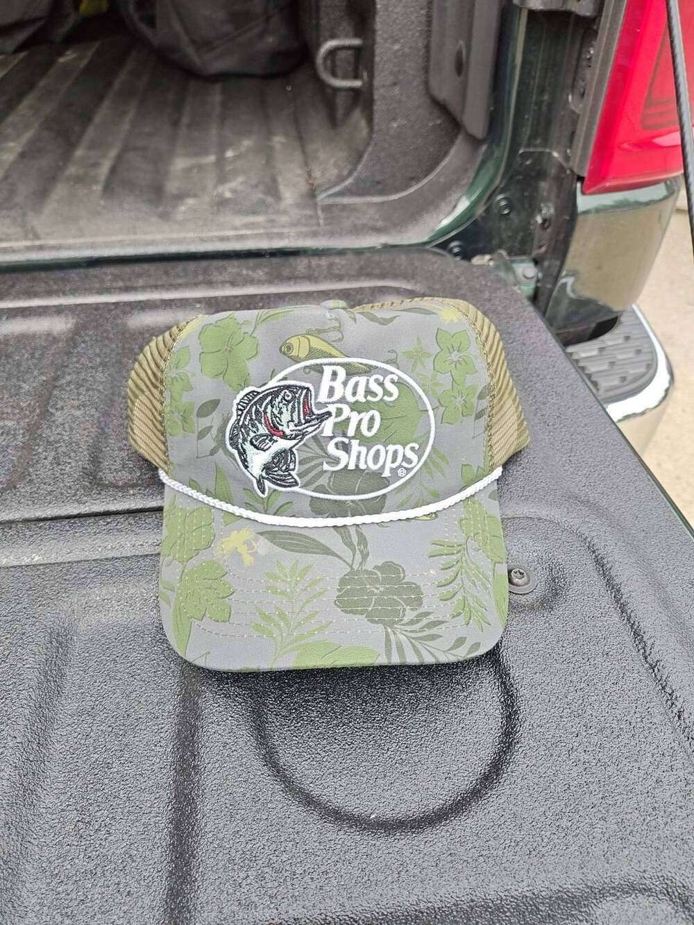 Bass Pro Shops Floral Dark Green Trucker Hat Mesh Snapback Cap